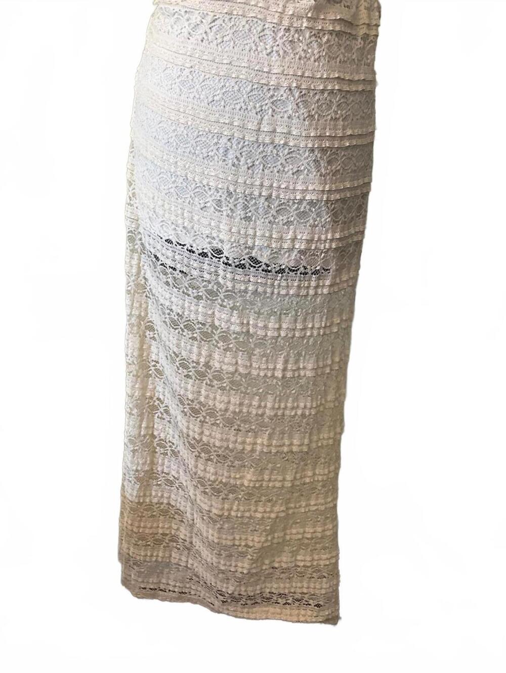 Ecru Lace Sheer Maxi Skirt - Picture 2 of 7